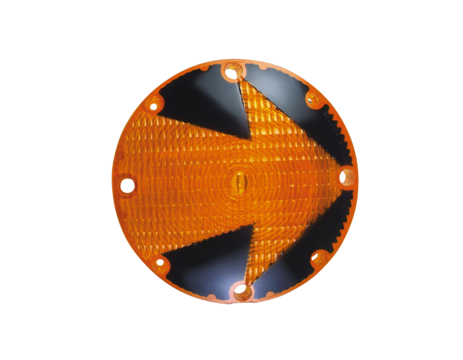 LENS, ACRYLIC, AMBER ARROW 7 ROUND