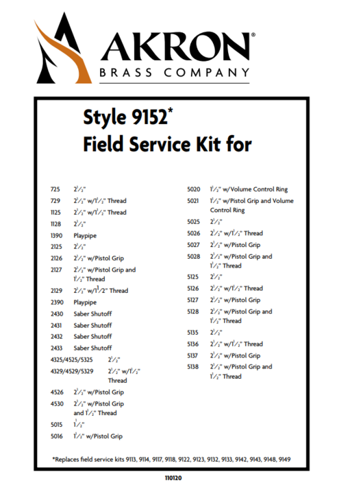 Field Service Kit for Style 2390, 2125, 2430