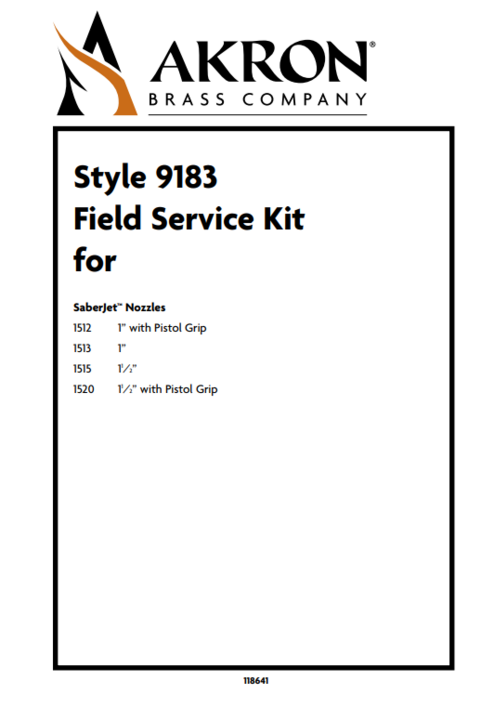 Field Service Kit for Style 1512, 1513, 1515, 1520