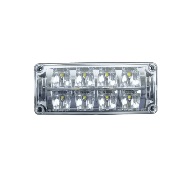 3x7 Diamondback LED Warning Lamp Head, Red/Amber Horizontal Split, Clear Optics, Clear Lens