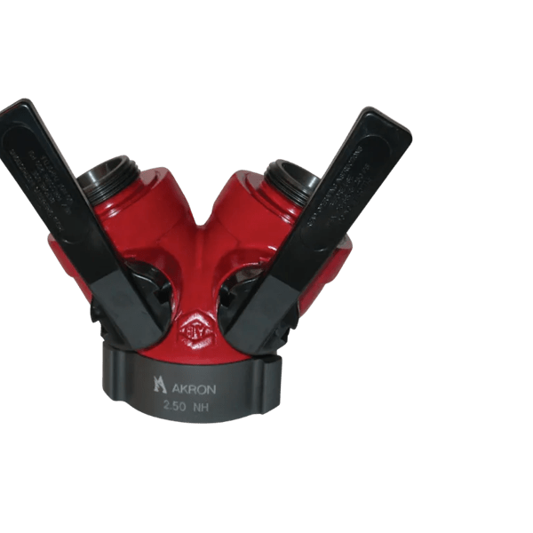 Leader Line Wye, 2 1/2" Female inlet by two (2) 1.5" male outlets, NH Thread