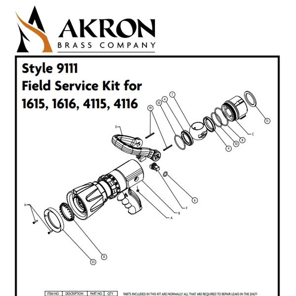 Field Service Kit for Style 1615, 1616, 4115, 4116